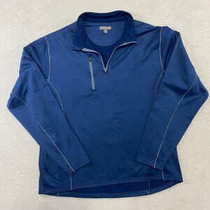 Peter Millar E4 Element Warmth Pullover Mens XL Navy Blue 1/4 Zip Golf Pocket